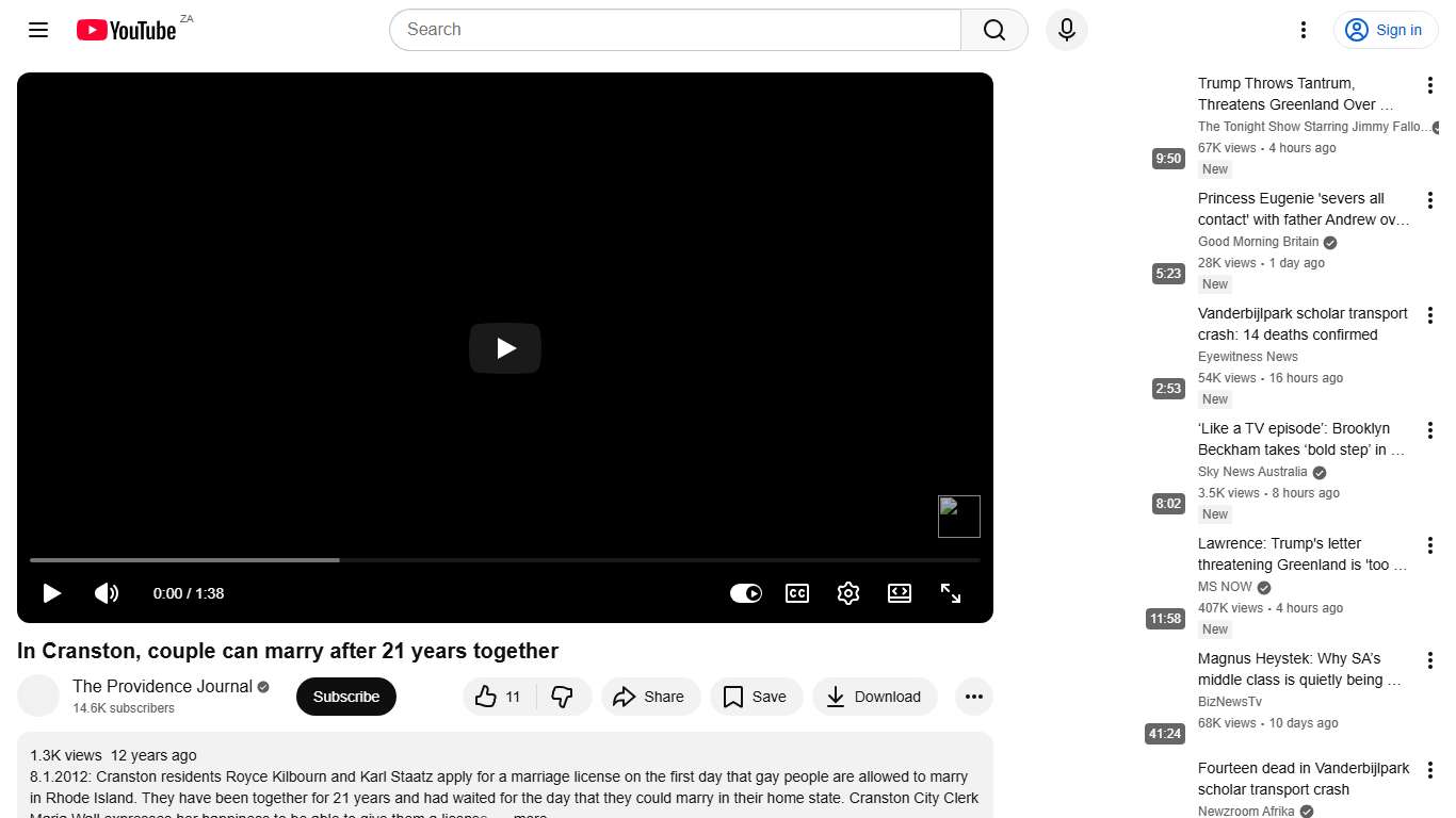 In Cranston, couple can marry after 21 years together - YouTube