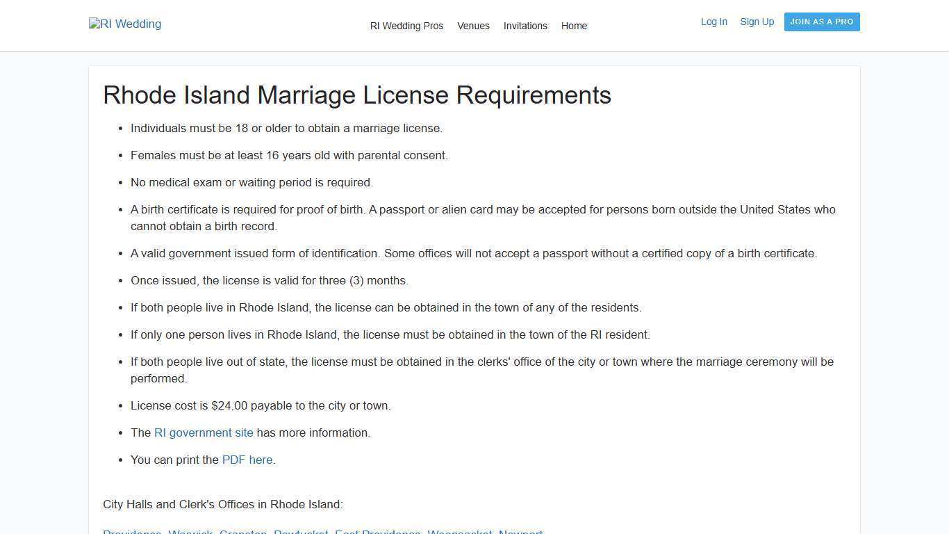 Rhode Island Marriage License Requirements